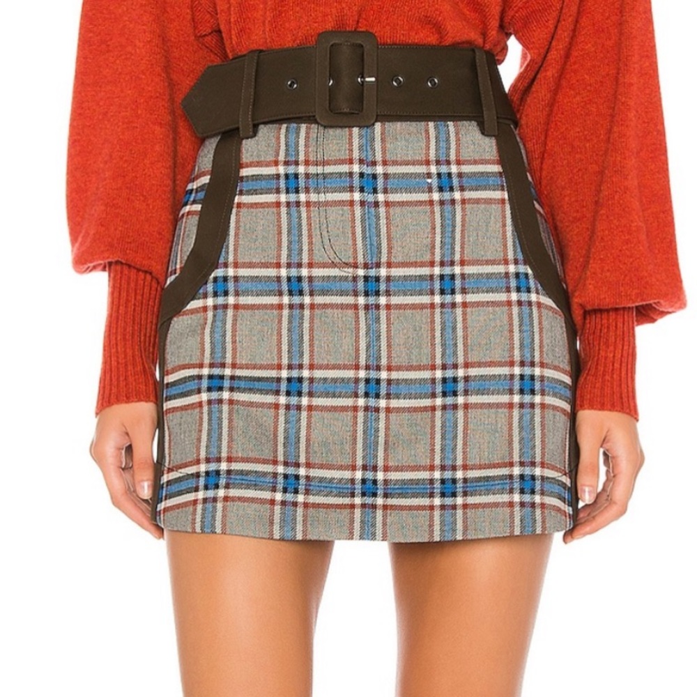 Chloe Skirt in Grey Plaid by Tanya Taylor